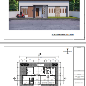 Desain Rumah Tinggal Ukuran 16 x 11m ( 1 Lantai)