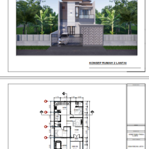 Desain Rumah Tinggal Ukuran 8m x 15m ( 2 Lantai)